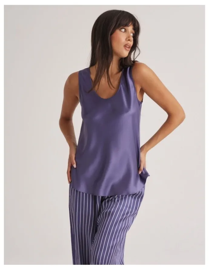Love & Lustre Silk Mono Silk Camisole in Blue Manor