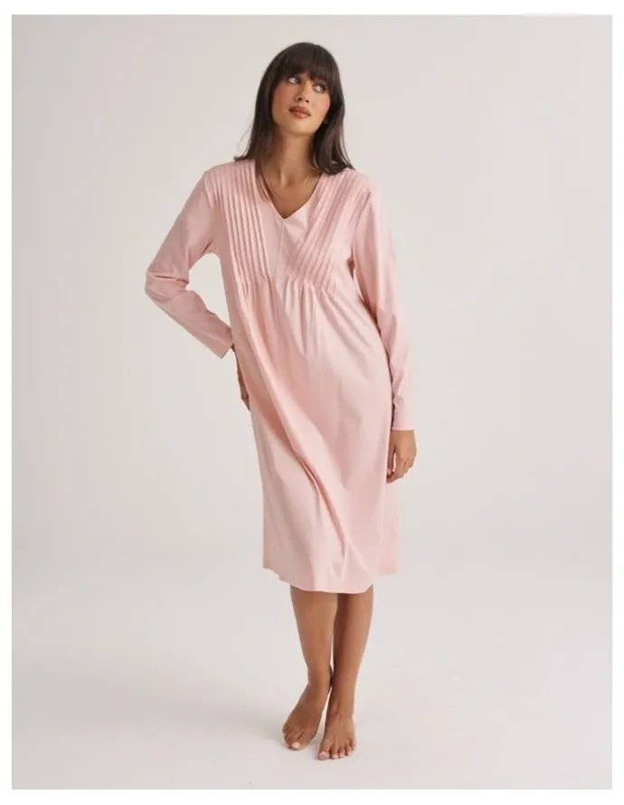 Love & Lustre Supima Cotton Nightie With Pintucks in Rosewater
