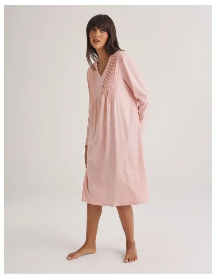 Love & Lustre Supima Cotton Nightie With Pintucks in Rosewater