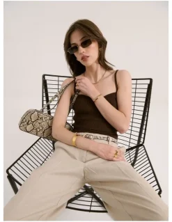 Lustre & Sage Addie Baguette Bag - Snakeskin