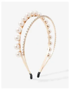 Lustre & Sage Ariana Pearl & Diamant Headband - Gold