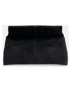 Lustre & Sage Becca Suede Clutch Bag - Black
