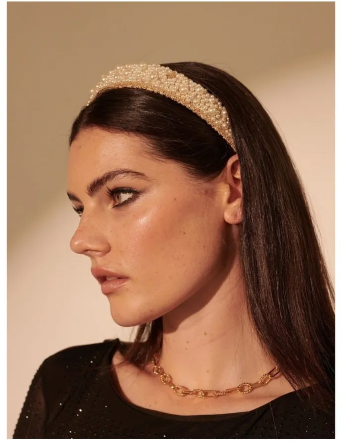 Lustre & Sage Bianca Pearl Beads Headband - White