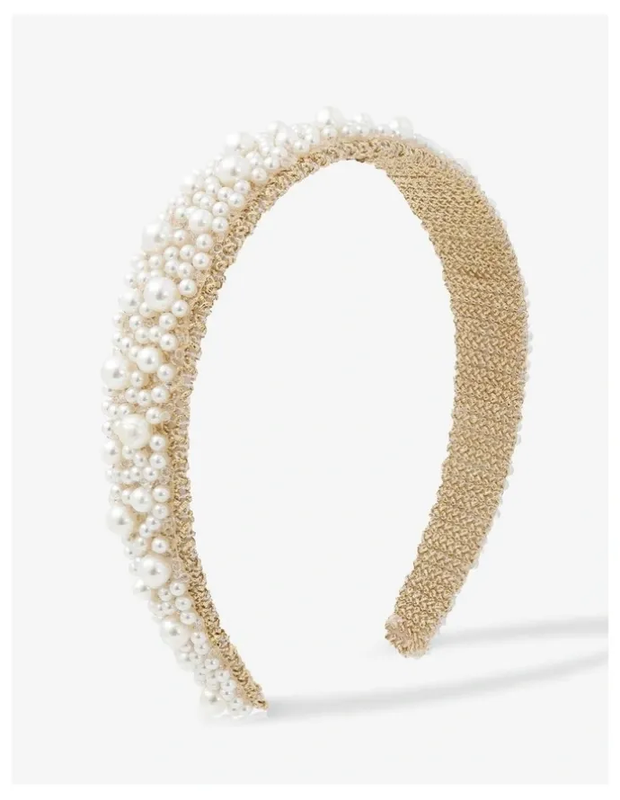 Lustre & Sage Bianca Pearl Beads Headband - White