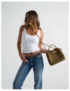 Lustre & Sage Chantel Woven Multiway Handbag - Olive