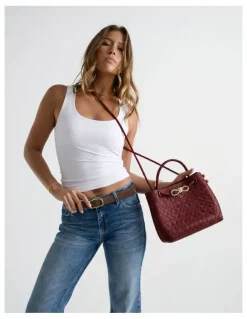 Lustre & Sage Chantel Woven Multiway Handbag - Burgundy