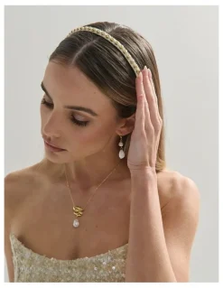 Lustre & Sage Elaine Stud Skinny Headband - White