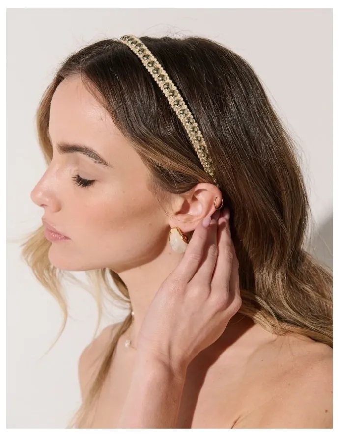 Lustre & Sage Elaine Stud Skinny Headband - Champagne