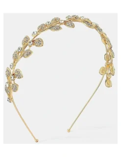 Lustre & Sage Fairy Leaf Crystal Statement Headband - Gold