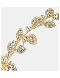 Lustre & Sage Fairy Leaf Crystal Statement Headband - Gold