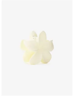 Lustre & Sage Hibiscus Matte Flower Claw Clip - Beige