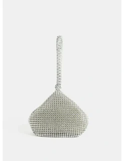Lustre & Sage Jada Diamante Wristlet Bag in Silver