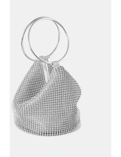 Lustre & Sage Jada Glomesh Evening Bag in Silver