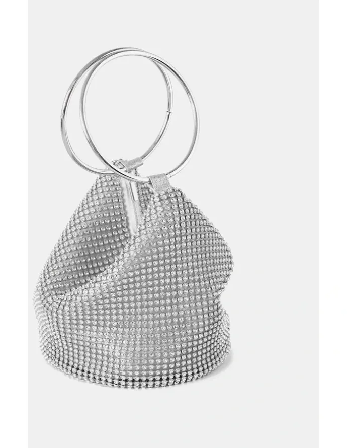 Lustre & Sage Jada Glomesh Evening Bag in Silver