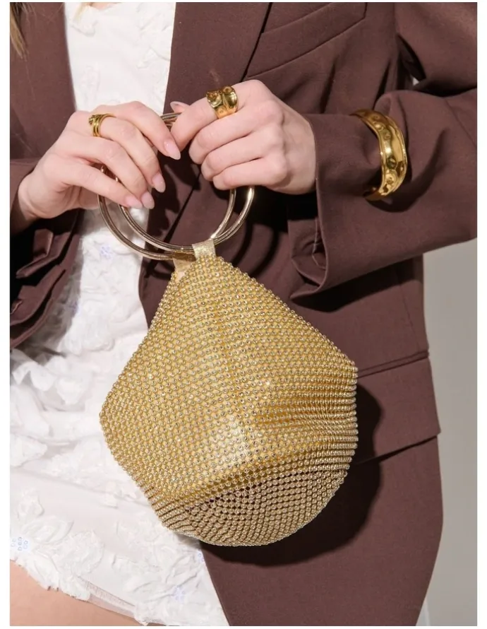 Lustre & Sage Jada Glomesh Evening Bag - Gold