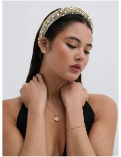 Lustre & Sage Jennifer Cubic Statement Headband - Gold