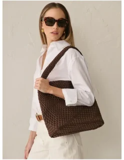 Lustre & Sage Layla Woven Tote Bag - Brown