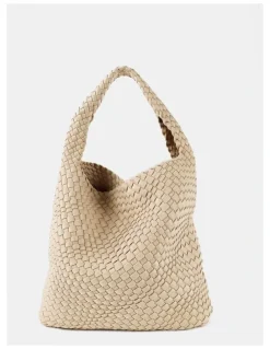 Lustre & Sage Layla Woven Tote Bag - Beige