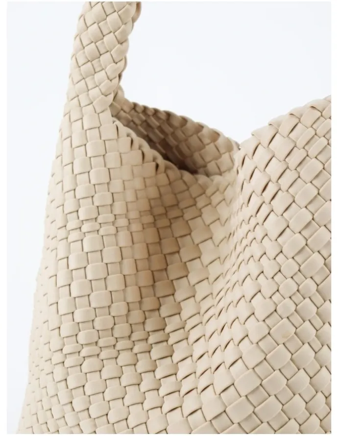 Lustre & Sage Layla Woven Tote Bag - Beige