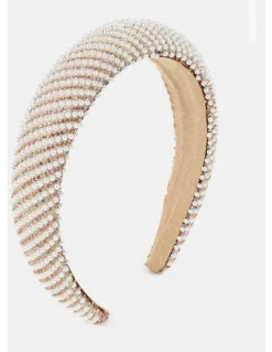 Lustre & Sage Oblique Pearl Statement Headband - White