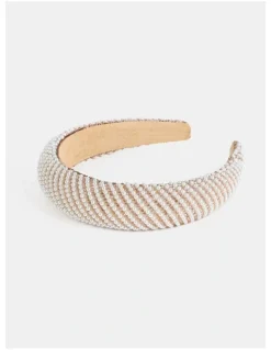 Lustre & Sage Oblique Pearl Statement Headband - White