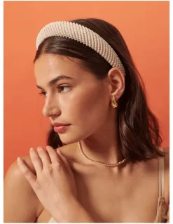 Lustre & Sage Oblique Pearl Statement Headband - White