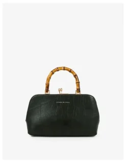 Lustre & Sage Palmier Bamboo Handle Handbag - Green
