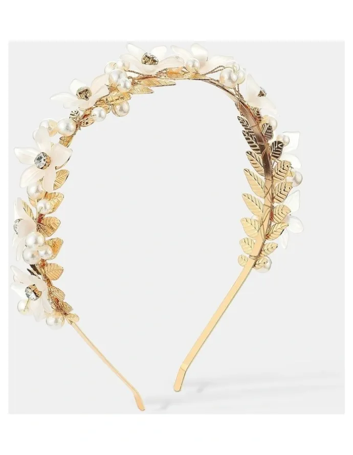 Lustre & Sage Petal Floral Statement Headband - Gold