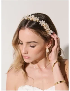 Lustre & Sage Petal Floral Statement Headband - Gold