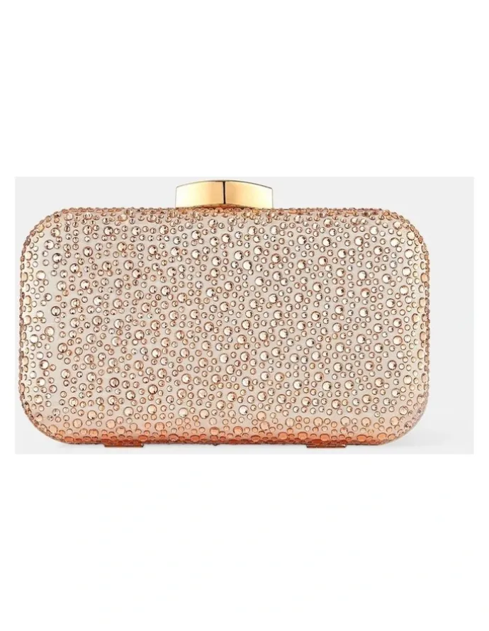 Lustre & Sage Romie Rhinestone Clutch Bag - Champagne