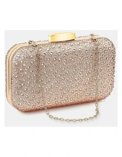 Lustre & Sage Romie Rhinestone Clutch Bag - Champagne