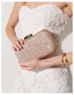 Lustre & Sage Romie Rhinestone Clutch Bag - Champagne