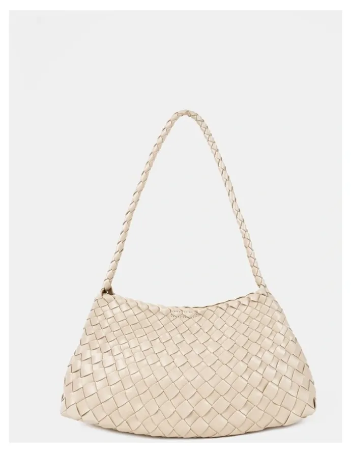 Lustre & Sage Roselle Woven Shoulder Bag - Ivory