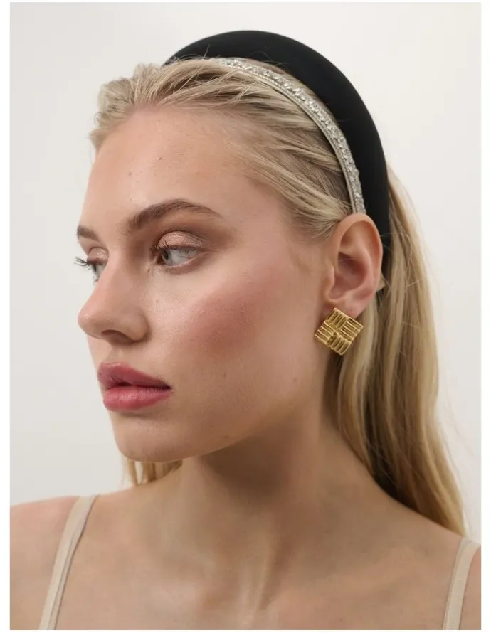 Lustre & Sage Satin Padded Headband - Black