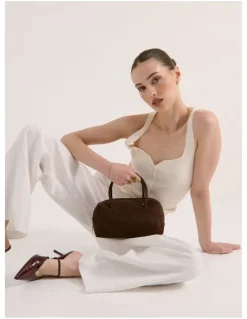 Lustre & Sage Tory Suede Crossbody Bag - Brown