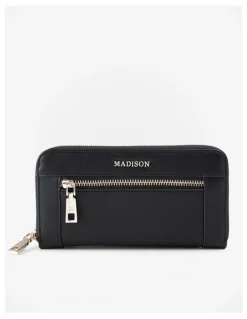 Madison Accessories Abigail Zip Around Open Style Clutch Wallet in Black