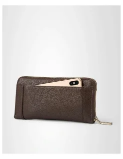 Madison Accessories Abigail Zip Around Open Style Clutch Wallet in Brown