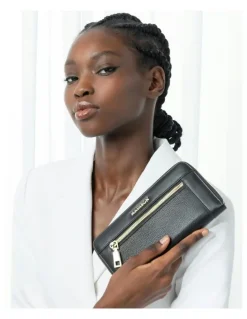 Madison Accessories Abigail Zip Around Open Style Clutch Wallet in Brown