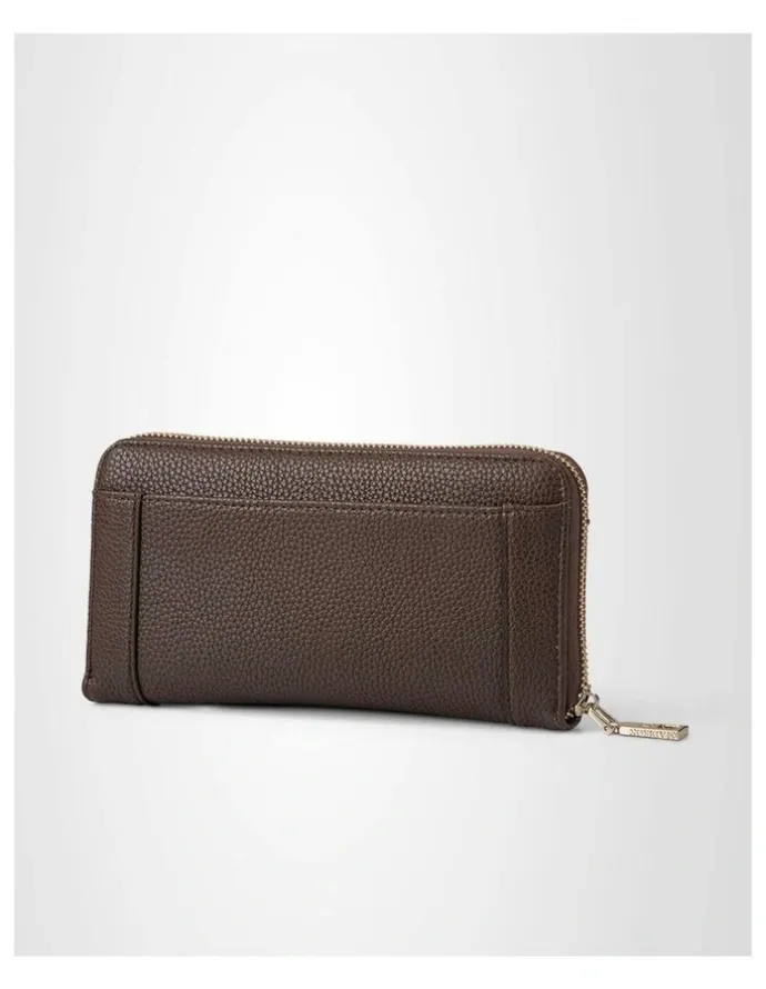 Madison Accessories Abigail Zip Around Open Style Clutch Wallet in Brown