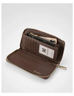 Madison Accessories Abigail Zip Around Open Style Clutch Wallet in Brown