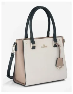 Madison Accessories Angie Medium 3 Compartment Satchel Bag in Brown