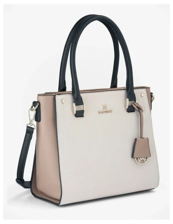 Madison Accessories Angie Medium 3 Compartment Satchel Bag in Brown