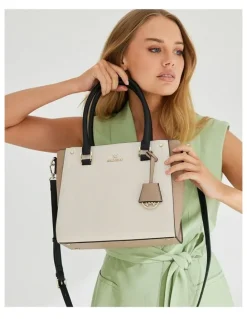Madison Accessories Angie Medium 3 Compartment Satchel Bag in Brown