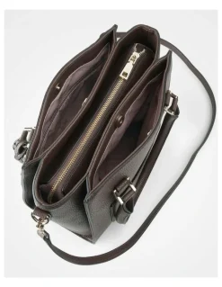 Madison Accessories Angie Medium 3 Compartment Satchel Bag in Brown