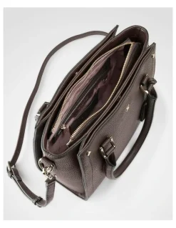 Madison Accessories Angie Medium 3 Compartment Satchel Bag in Brown