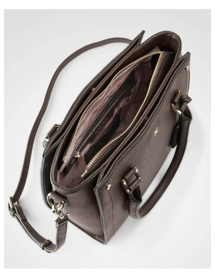 Madison Accessories Angie Medium 3 Compartment Satchel Bag in Brown