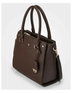 Madison Accessories Angie Medium 3 Compartment Satchel Bag in Brown