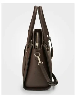 Madison Accessories Angie Medium 3 Compartment Satchel Bag in Brown