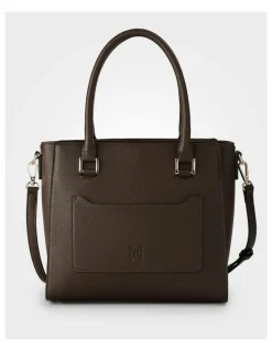 Madison Accessories Angie Medium 3 Compartment Satchel Bag in Brown
