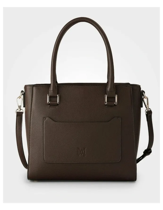 Madison Accessories Angie Medium 3 Compartment Satchel Bag in Brown